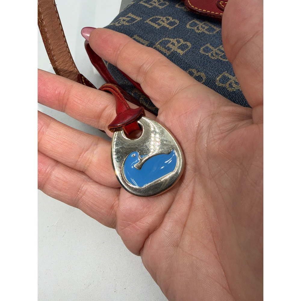 Dooney & Bourke Vintage Monogram Denim Leather Crossbody Bag Blue Red J92050 - Picture 5 of 15